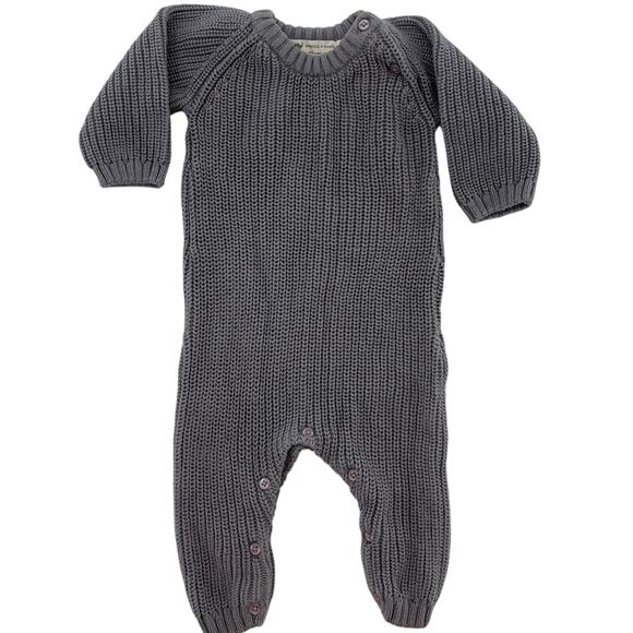 Monica + Andy Organic Cotton Soft Gray Unisex Sweater Romper Size 3-6 Months - Picture 1 of 10